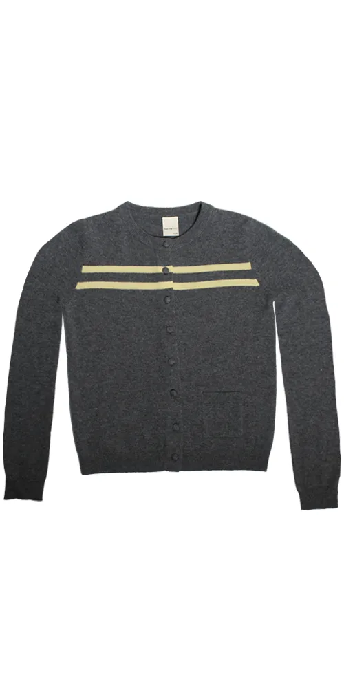 Cashmere Wool Stripe Cardigan Charcoal sold by Maison Rogue