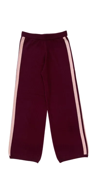 Cashmere Wool Stripe Wide-Leg Pant Raspberry made by FIND ME NOW