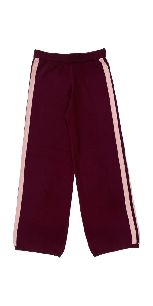Cashmere Wool Stripe Wide-Leg Pant Raspberry sold by Maison Rogue