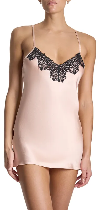 Lexi Wood Diane Silk Slip Dress Lexi Blush/Black sold by Maison Rogue