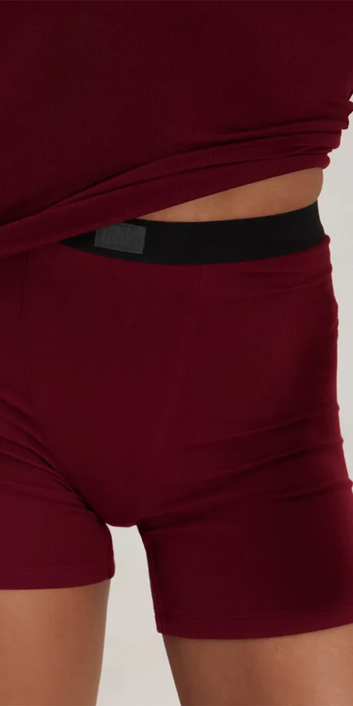 Soft Modal Rib Boyshort Calliope Wine sold by Maison Rogue product image thumbnail 2