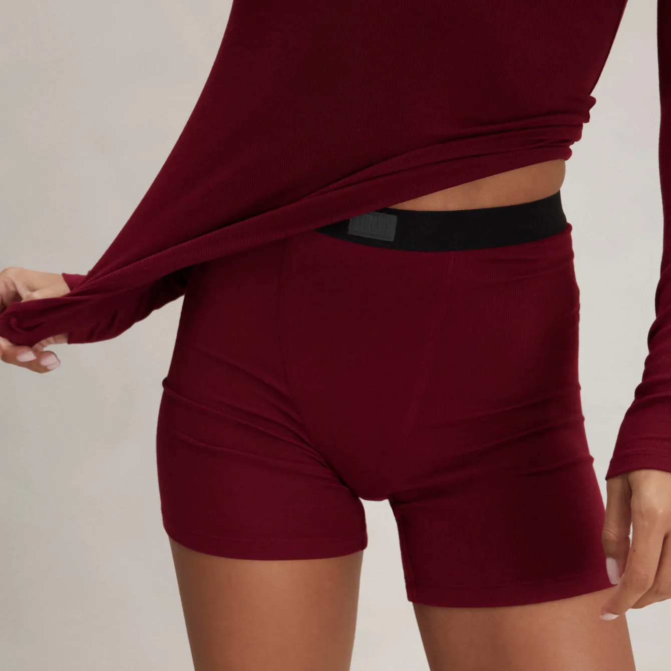 Soft Modal Rib Boyshort Calliope Wine sold by Maison Rogue product image thumbnail 3