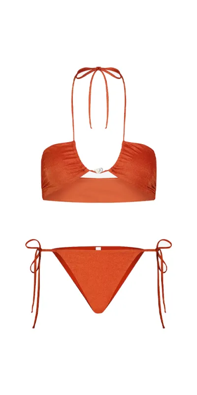 Bahia Bikini with Pearl Shiny Orange sold by Maison Rogue