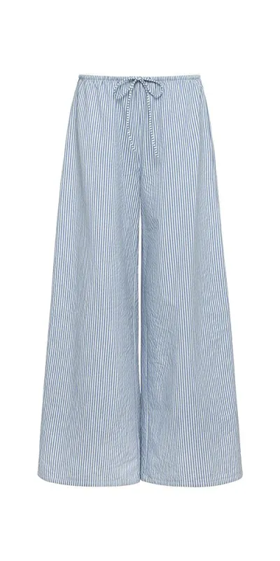 Drawstring Wide-Leg Pant Classic Blue Stripe sold by Maison Rogue