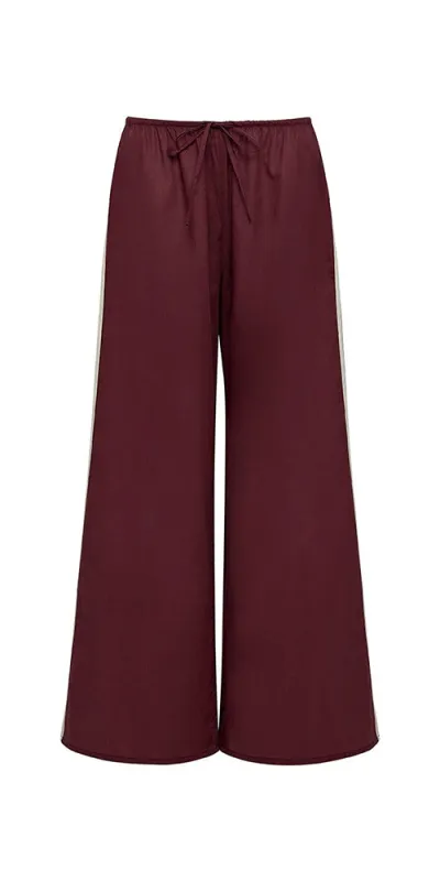 Sporty Drawstring Wide-Leg Pant Maroon sold by Maison Rogue