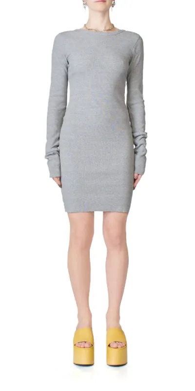 Long Sleeve Crewneck Mini Dress Grey sold by Maison Rogue