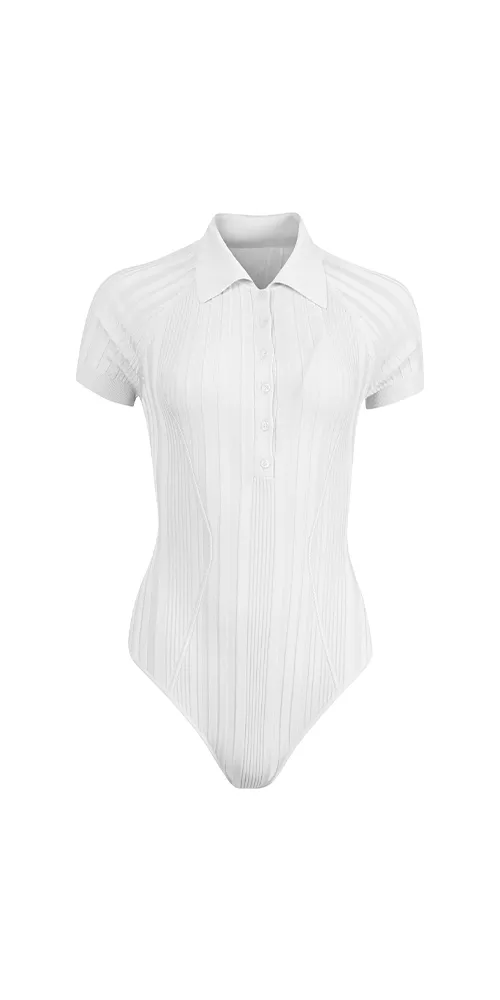Rib Polo Bodysuit sold by Maison Rogue