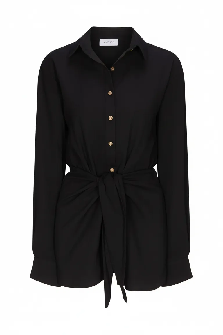L.A. Button-Down Wrap Mini Dress in Stretch Cotton sold by Maison Rogue product image thumbnail 3