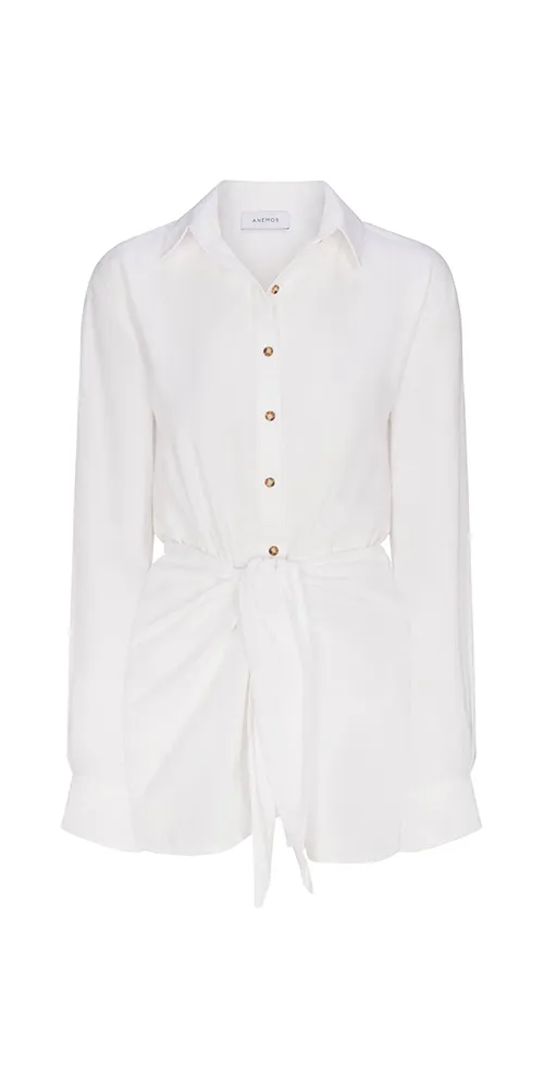 L.A. Button-Down Wrap Mini Dress in Stretch Cotton sold by Maison Rogue