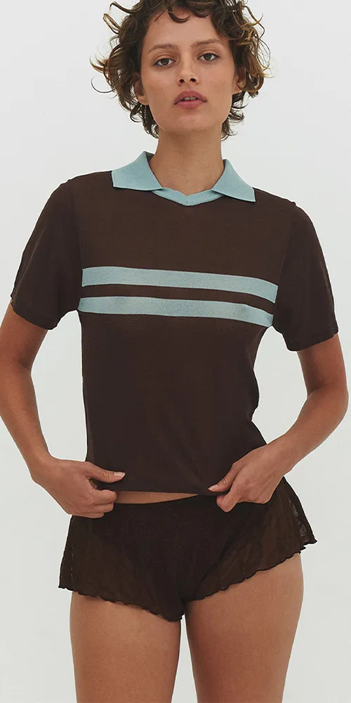 Araci Knit Polo Top Cocoa Cream sold by Maison Rogue product image thumbnail 2