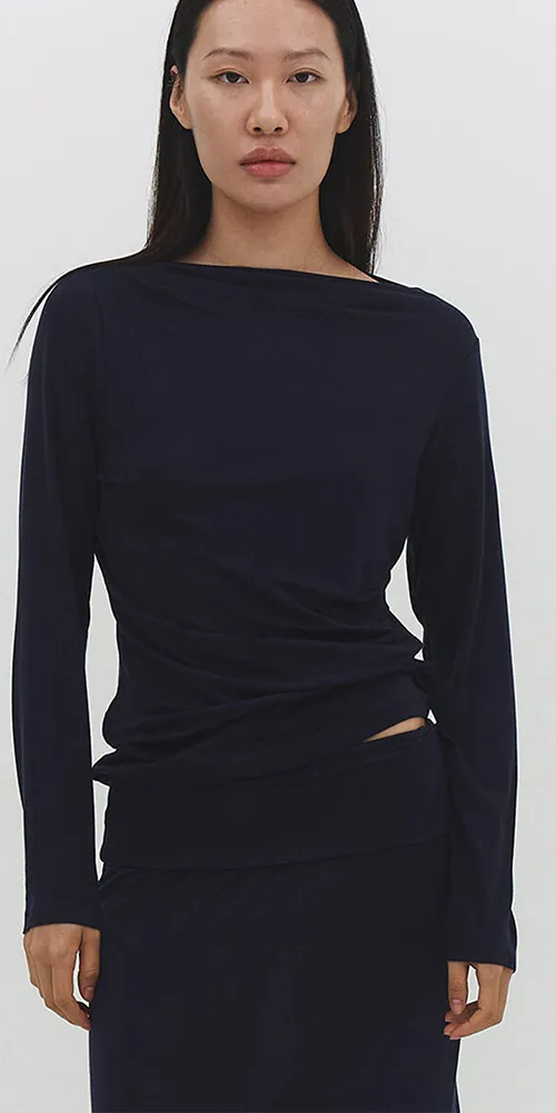 Narae Long Sleeve Top Navy sold by Maison Rogue product image thumbnail 2