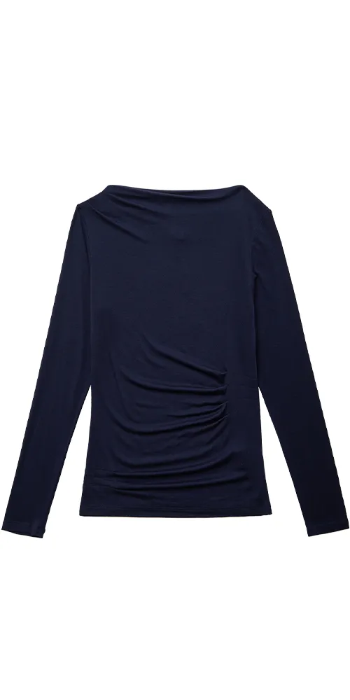 Narae Long Sleeve Top Navy sold by Maison Rogue
