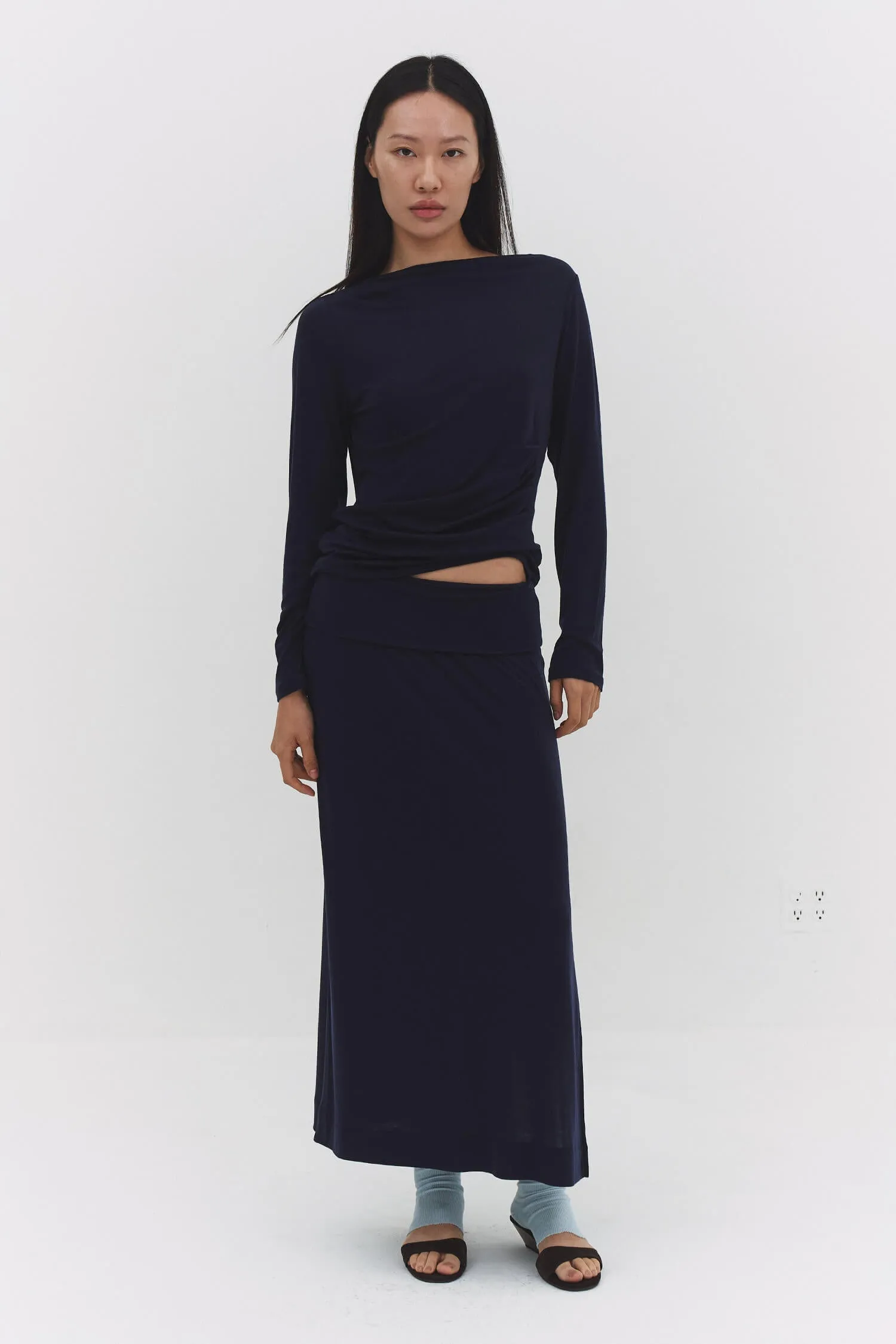 Narae Long Sleeve Top Navy sold by Maison Rogue product image thumbnail 4
