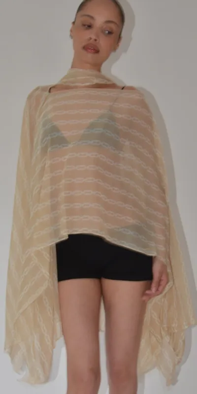 Silk Smoke Caftan Cream Chain made by Kat Zarra