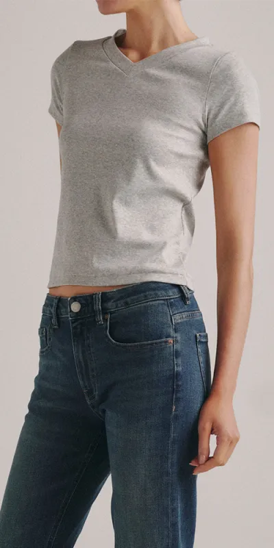 Shrunken Tee V-Neck Heather Grey made by DL1961