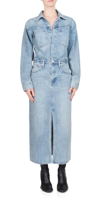 Denim Midi Shirt Dress sold by Maison Rogue