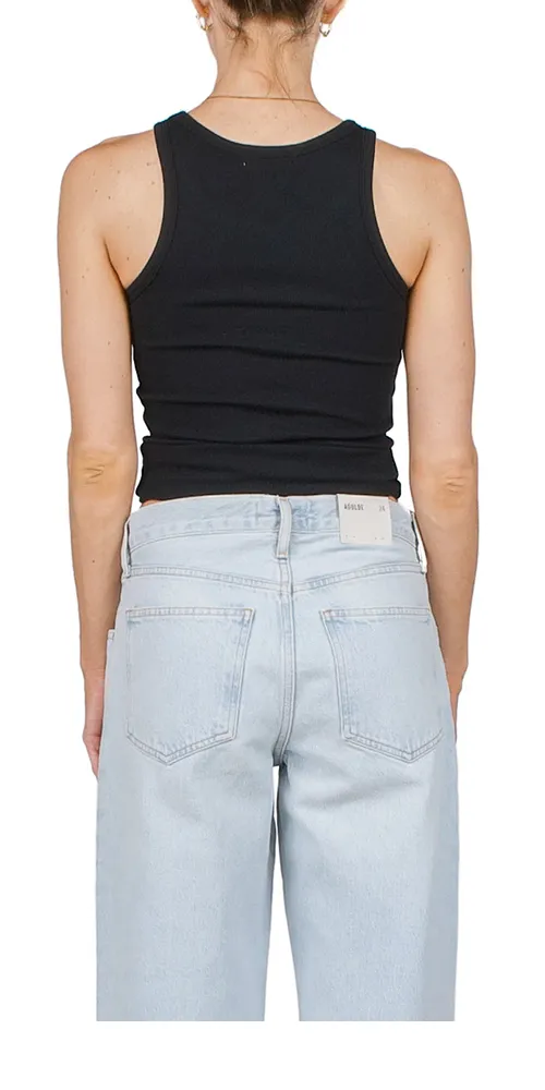 High Neck Fitted Tank Black sold by Maison Rogue product image thumbnail 4