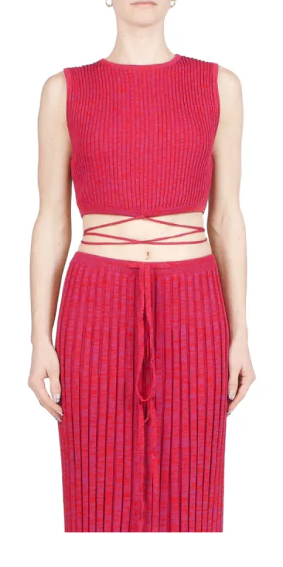 Sleeveless Knit Tie Crop sold by Maison Rogue