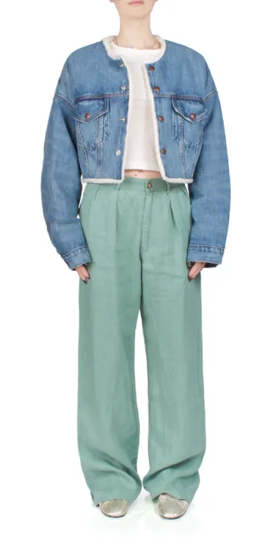 Blake Oversized Cropped Denim Jacket sold by Maison Rogue