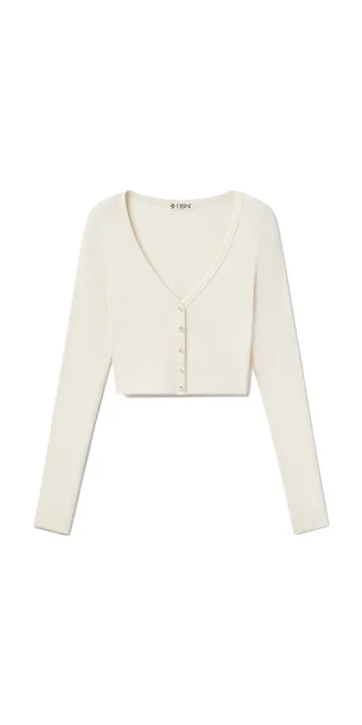 Cropped Cardigan Cream made by Eterne