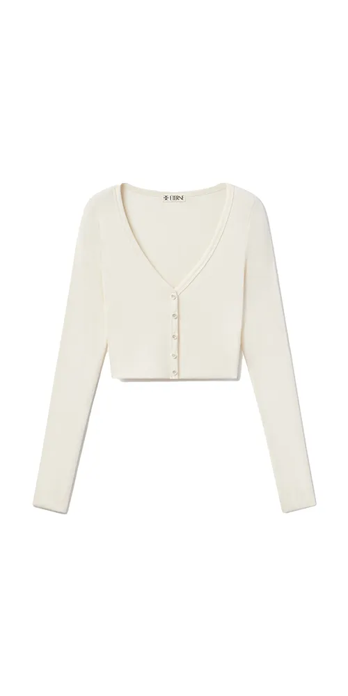 Cropped Cardigan Cream sold by Maison Rogue