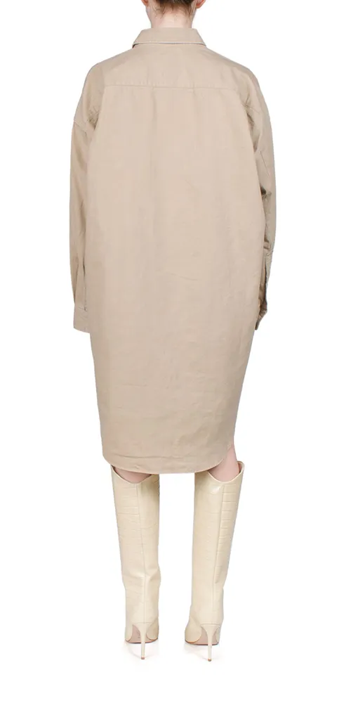 Utility Shirt Dress Khaki sold by Maison Rogue product image thumbnail 3