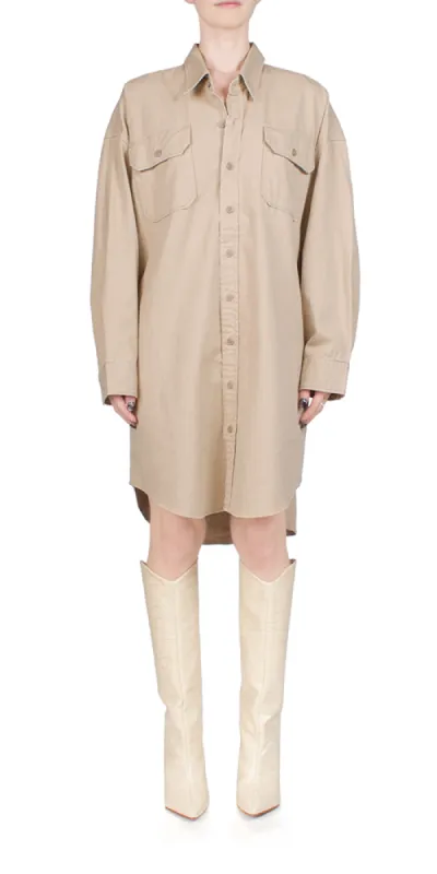 Utility Shirt Dress Khaki sold by Maison Rogue
