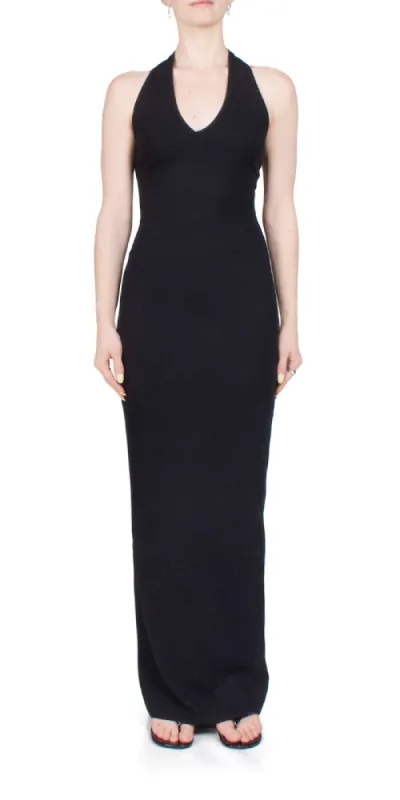 Halter Maxi Dress Black sold by Maison Rogue