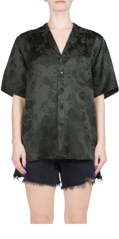 Jacquard Camp Shirt Dark Slate sold by Maison Rogue