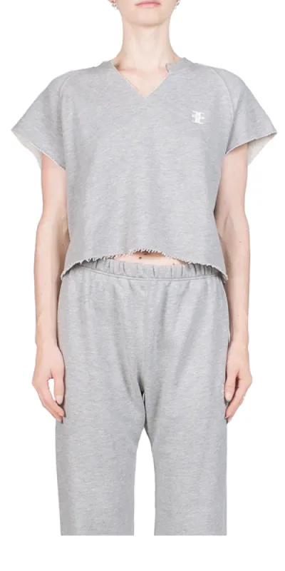 Terry Cutoff Top Heather Grey made by Maison Rogue