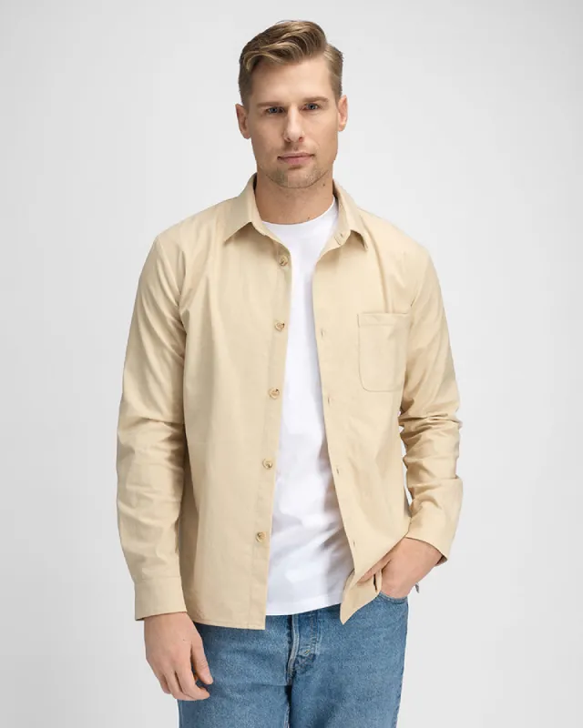 Premium Linen Overshirt Beige sold by MediumTall