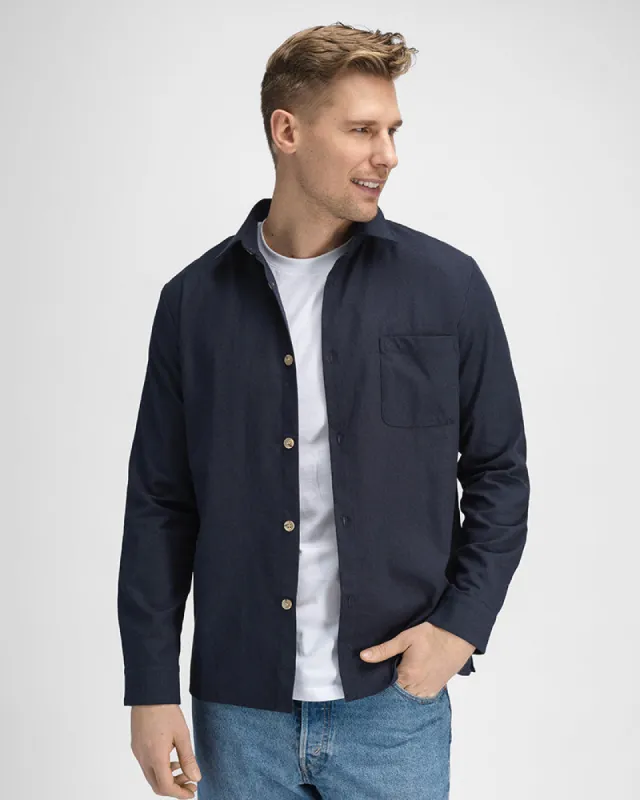 Premium Linen Overshirt Navy sold by MediumTall