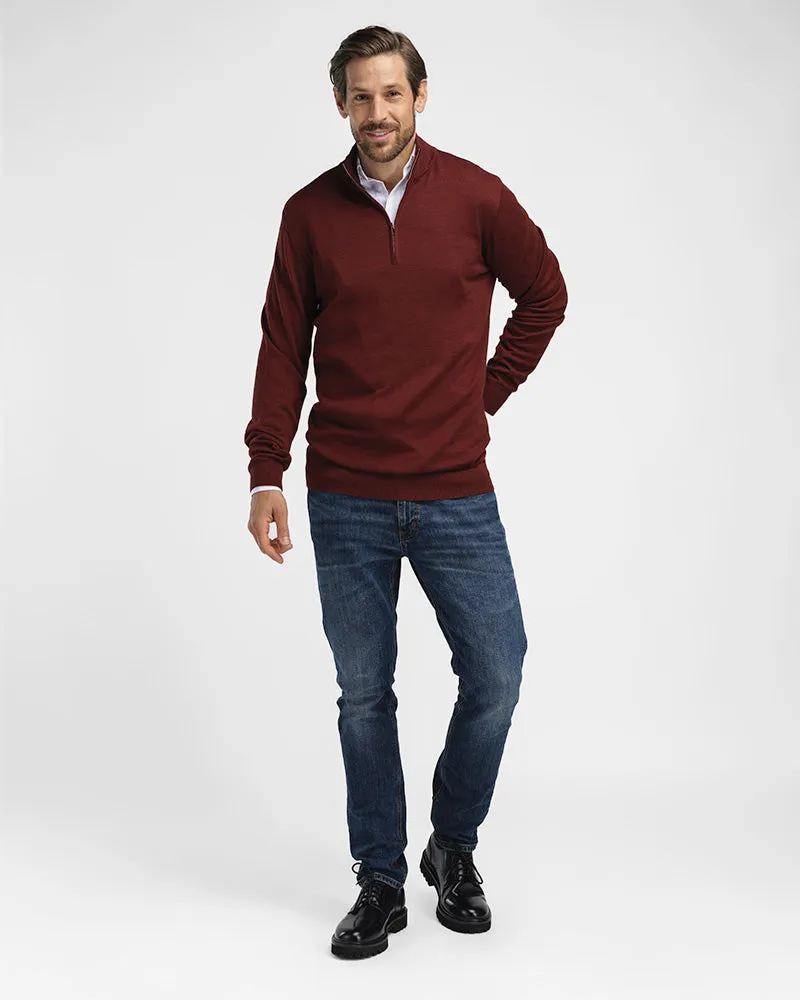 Kvist Merino 3/4-Zip Burgundy sold by MediumTall product image thumbnail 3