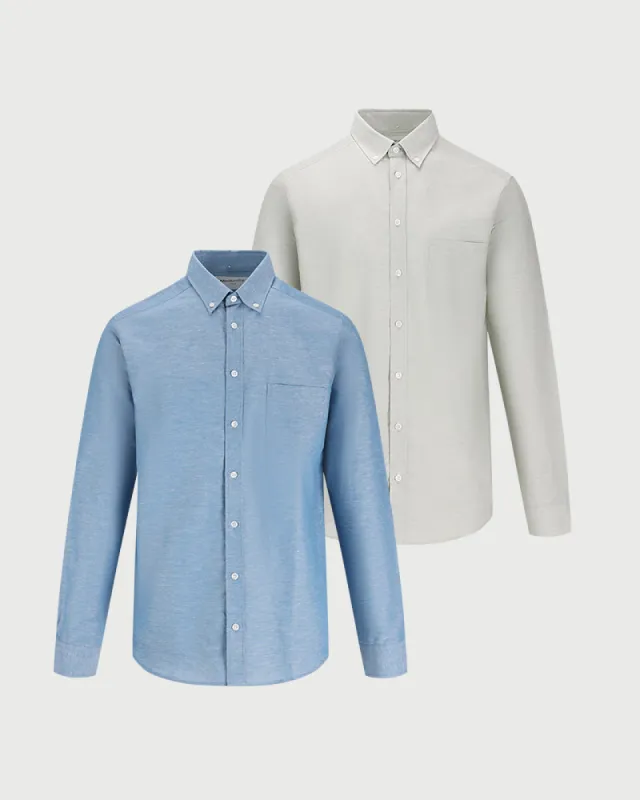 2pk Perfect Linen Shirt Teal + Kelp sold by MediumTall