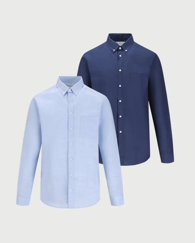 2pk Perfect Linen Shirt Navy + Light Blue sold by MediumTall