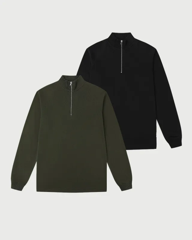 2pk Timeless Half-Zip Forest Night + Black sold by MediumTall