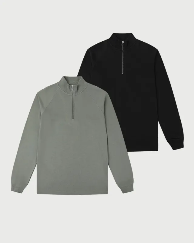 2pk Timeless Half-Zip Black + Sea Spray sold by MediumTall