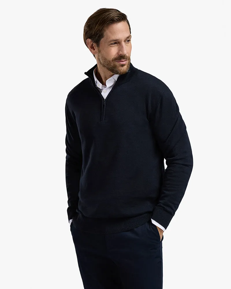 The Signature Kvist Cotton 3/4-Zip Navy sold by MediumTall