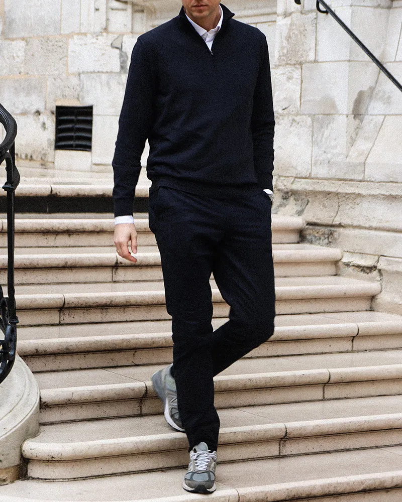 The Signature Kvist Cotton 3/4-Zip Navy sold by MediumTall product image thumbnail 5