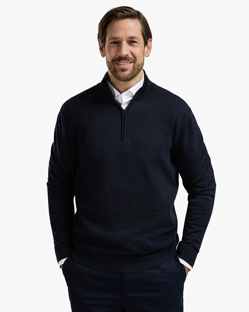 The Signature Kvist Cotton 3/4-Zip Navy sold by MediumTall product image thumbnail 3