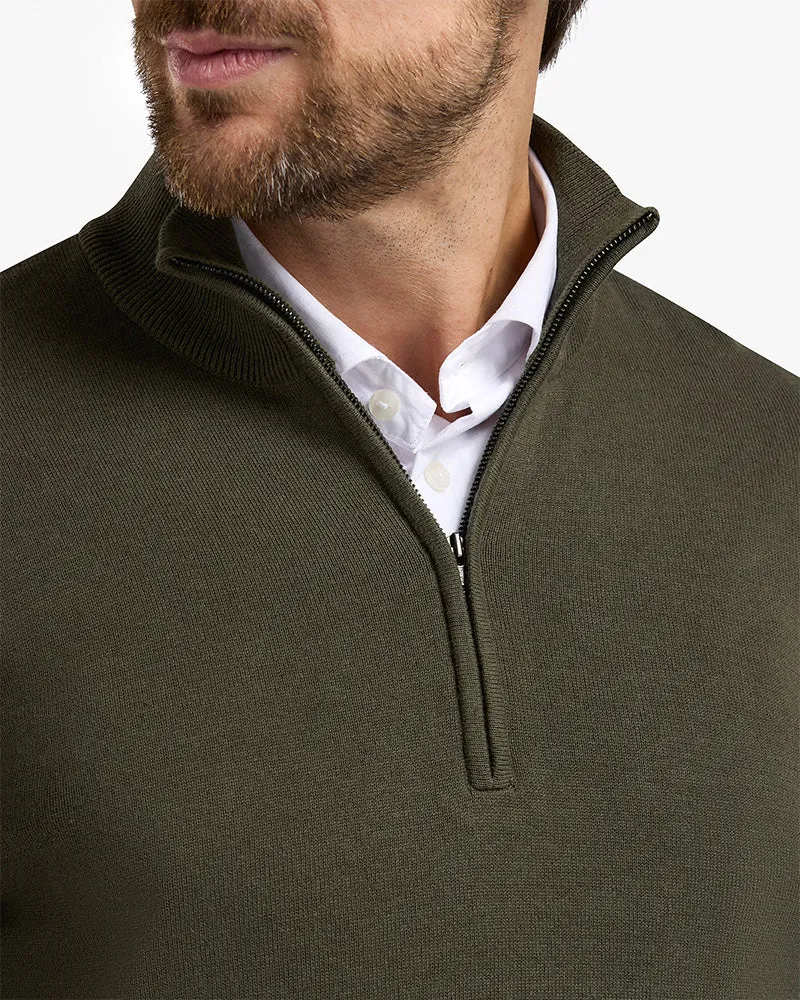 The Signature Kvist Cotton 3/4-Zip Forest Night sold by MediumTall product image thumbnail 2