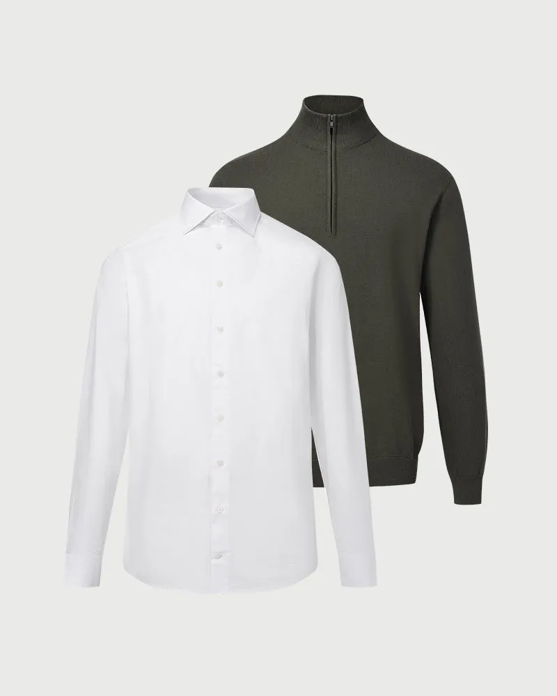2pk: Signature Shirt + Kvist Cotton 3/4-Zip sold by MediumTall product image thumbnail 2