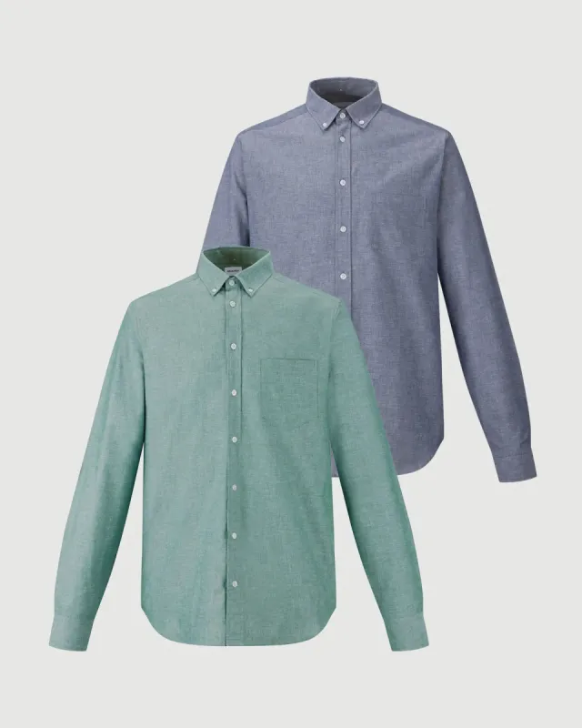 2pk Perfect Shirt Brooklyn Green + Blue sold by MediumTall