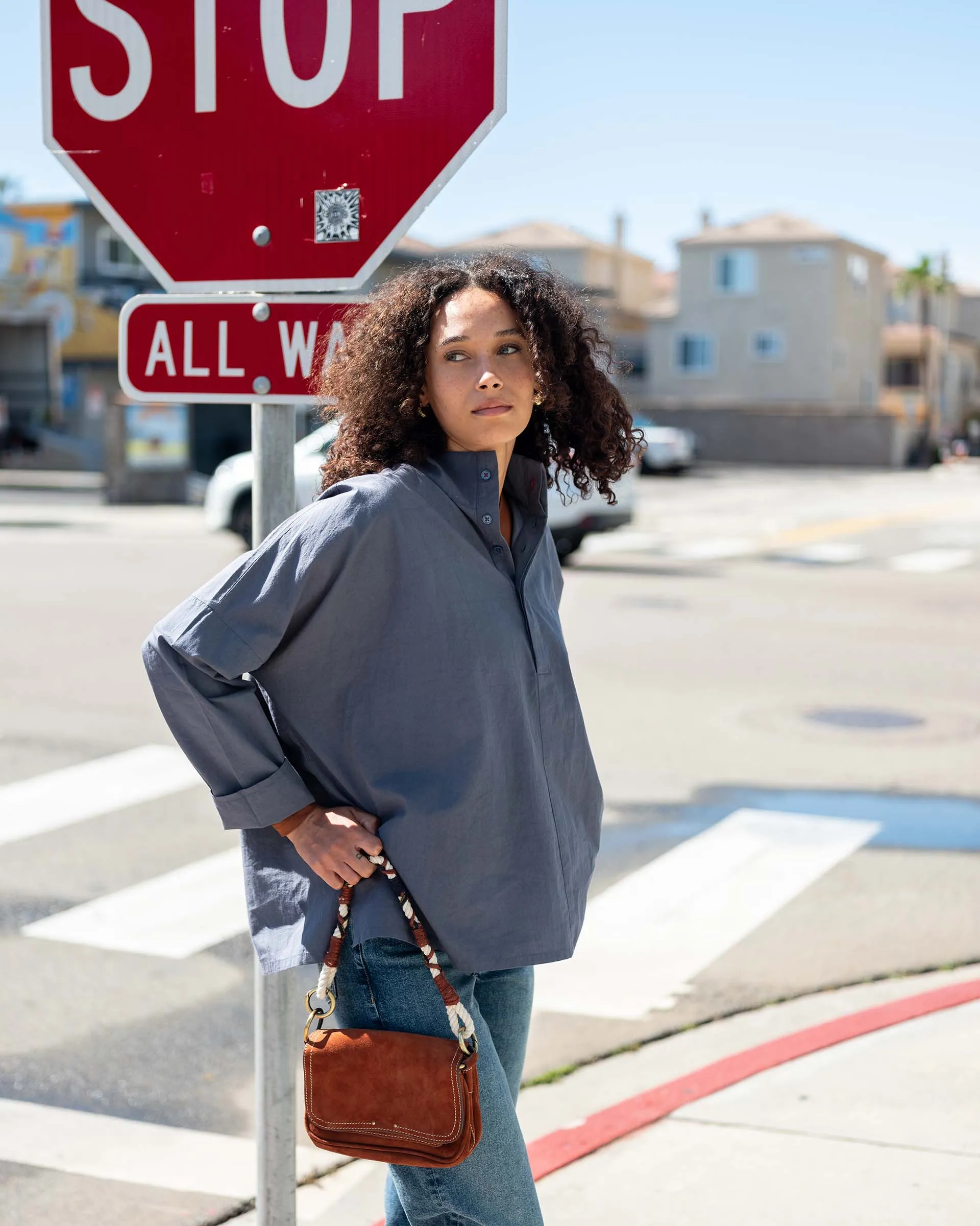 Emerson Pop Up Collar Top sold by Mersea