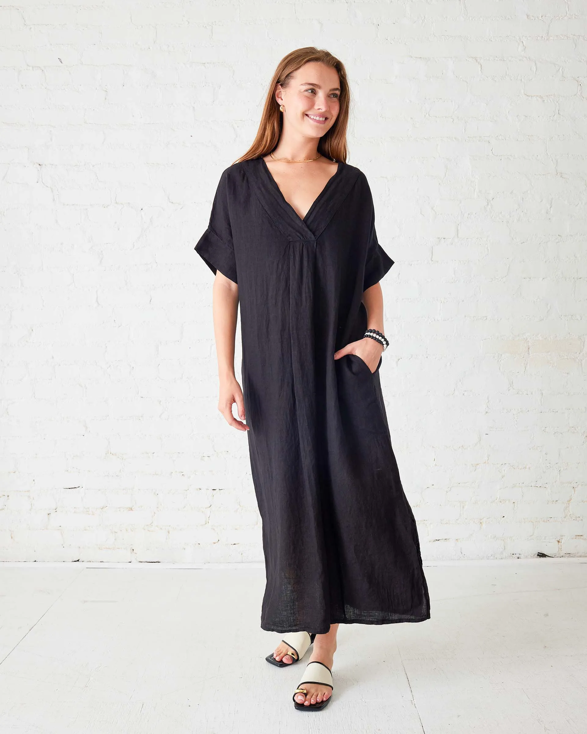 Provence Linen Kaftan Dress sold by Mersea