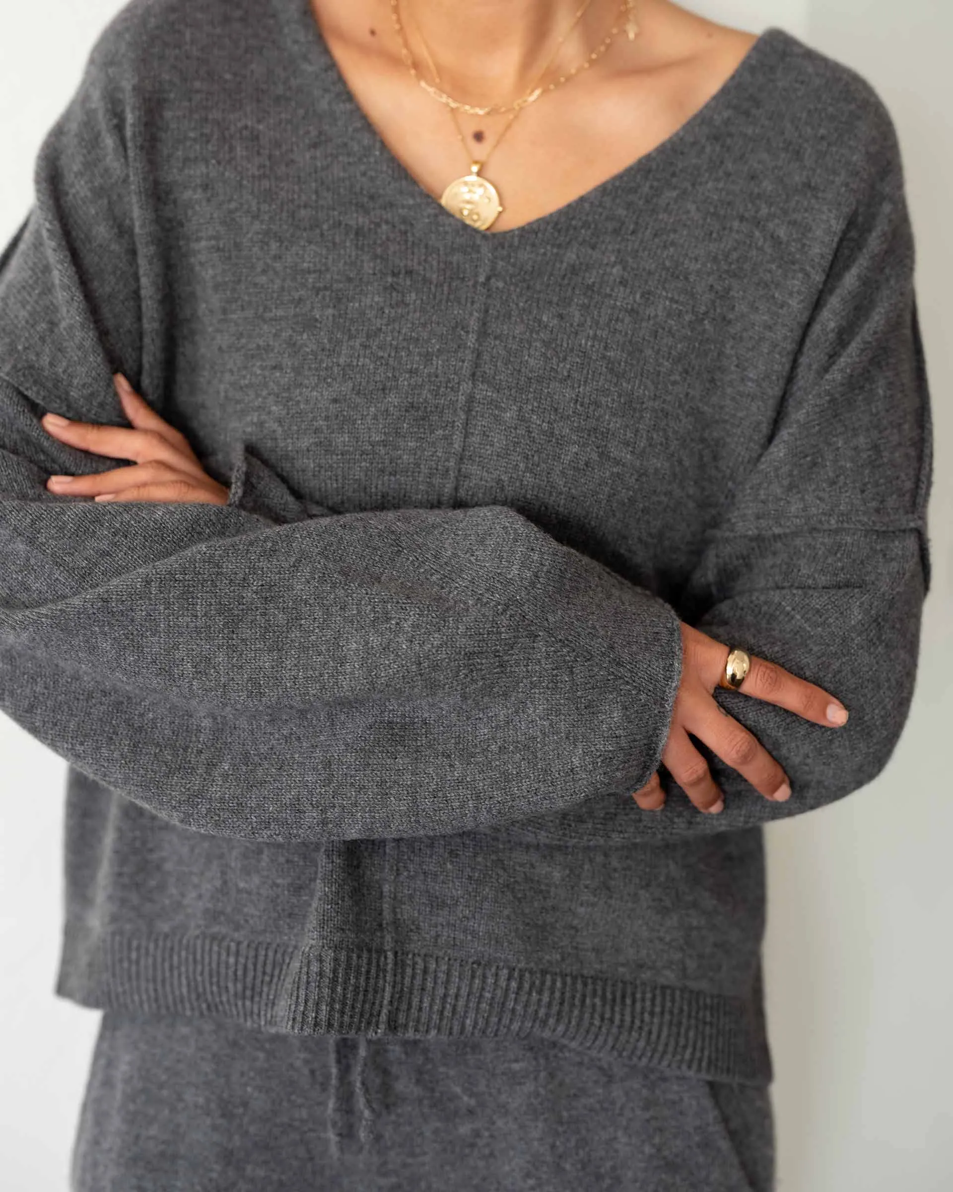 Lugano Cashmere V-Neck Sweater sold by Mersea