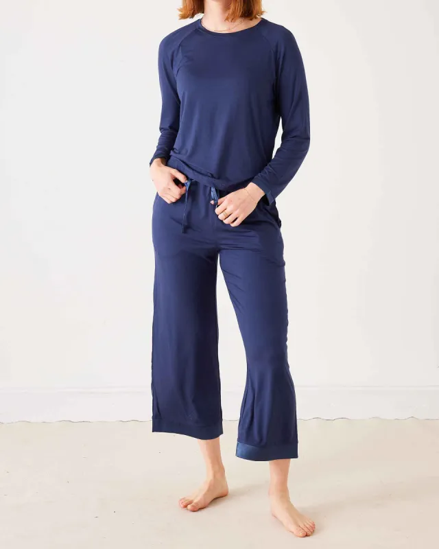 Satin Sailor Modal Pajama Set - Midnight Navy sold by Mersea