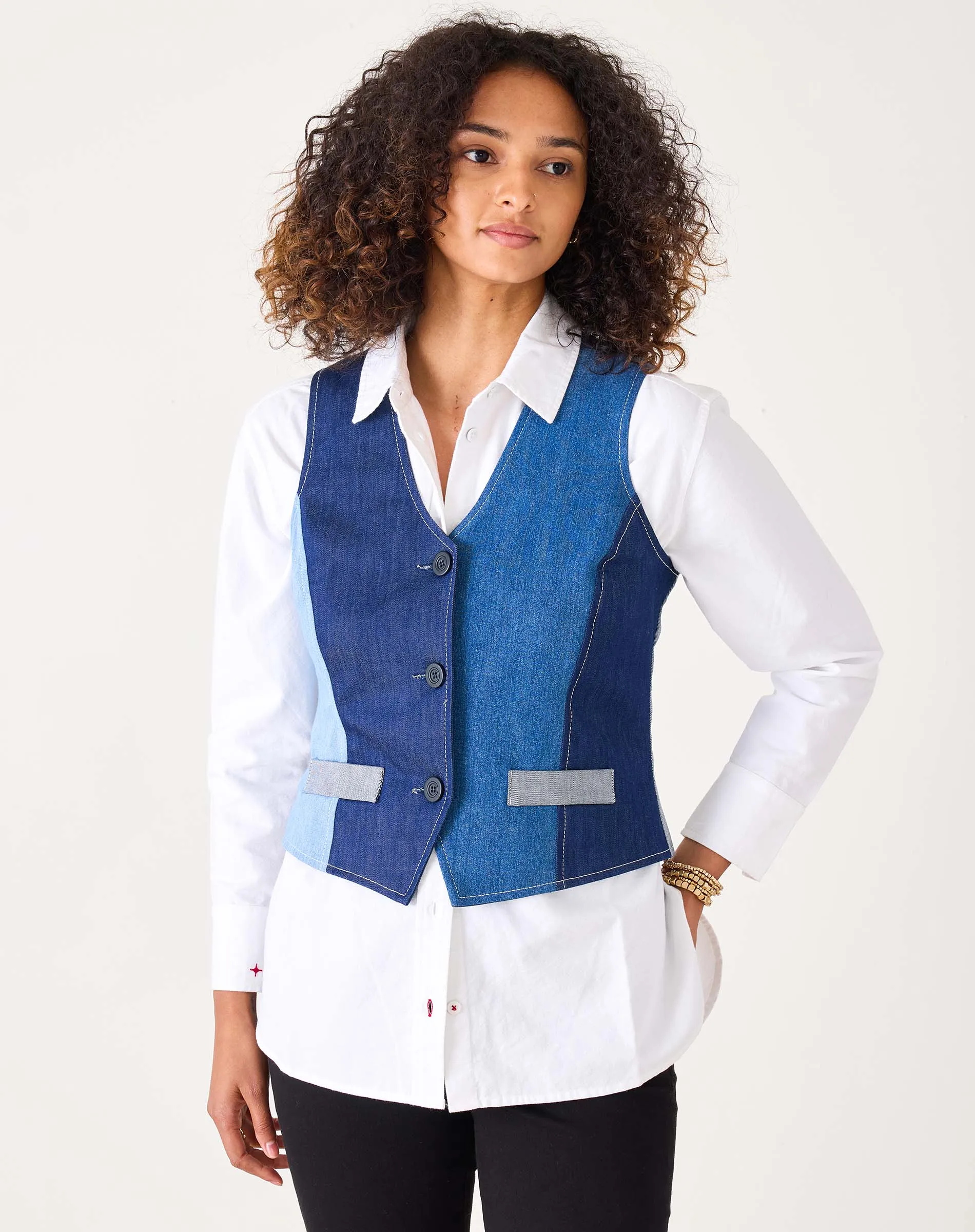 Prism Patchwork Denim Vest sold by Mersea product image thumbnail 4