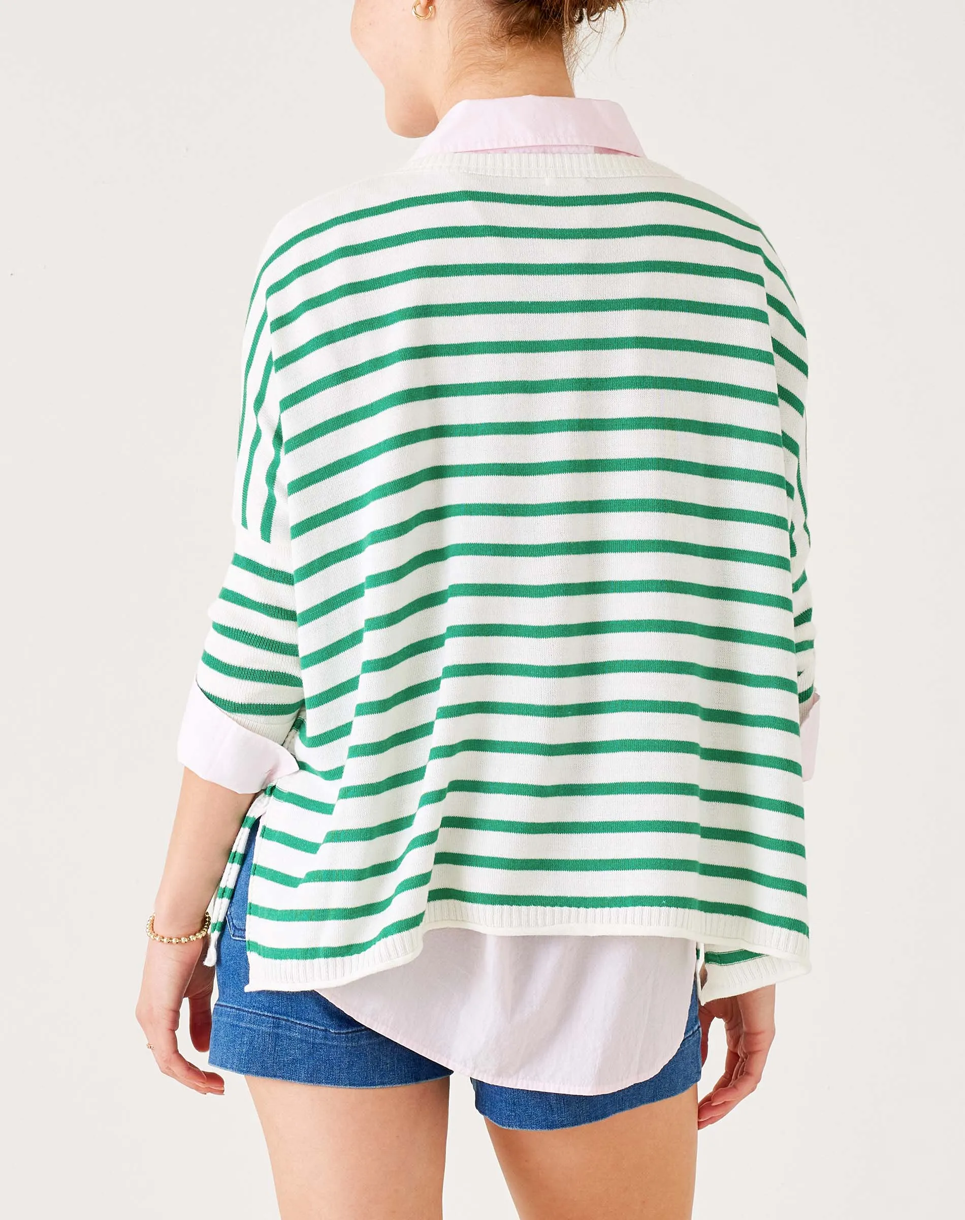 Catalina Sweater - White/Kelly Green Stripe sold by Mersea product image thumbnail 4