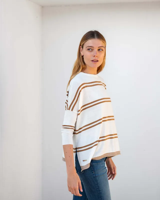 Catalina Sweater - Tobacco Stripe sold by Mersea
